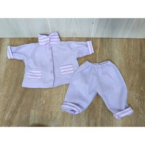 Lissi GMBH doll outfit purple fleece jacket pants stripes